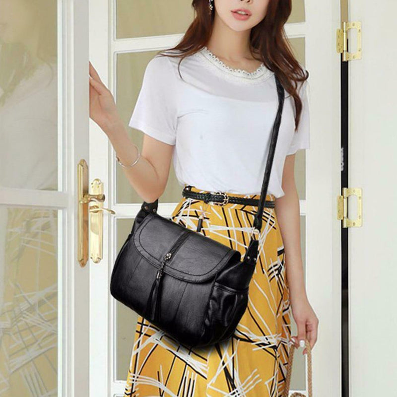 Tassel Women Casual Messenger Handbags Big Capacity Shoulder PU Leather Bag