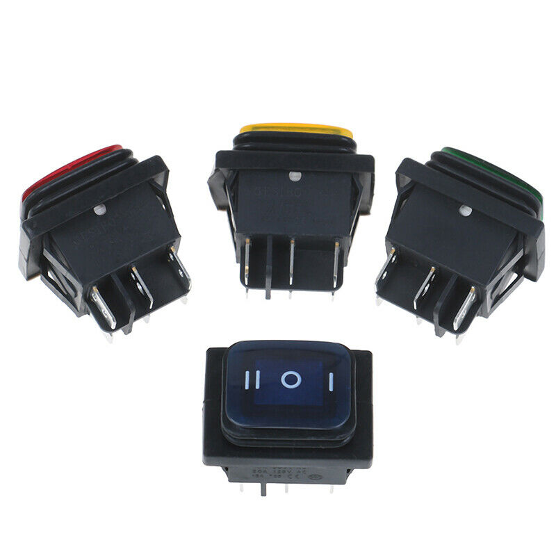 1PC 30A/250V 6Pin Waterproof  Auto Boat Toggle Rocker Switch with LED 12V220V JR