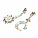 Fashion Star Sun Moon Rhinestone Crystal Stud Dangle Pretty Earrings