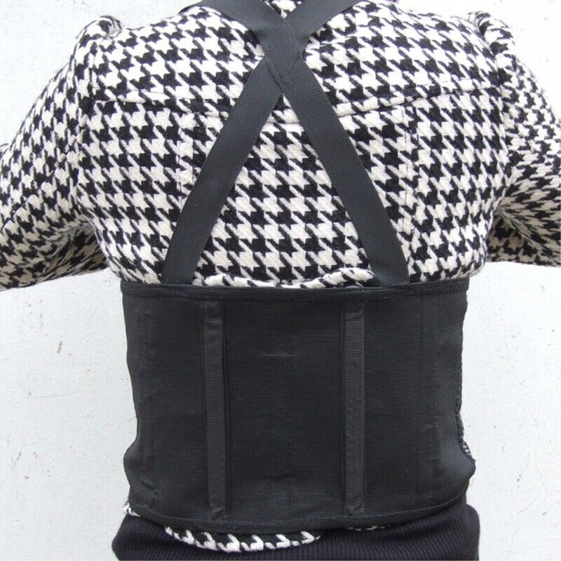Adjustable Back Lumbar Brace Support Belt Shoulder Strap Suspenders Work J3K6