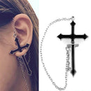 Gothic Punk Cuff Dangle Drop Cross Earrings Long Chain Stud Tassel Earrings Hot