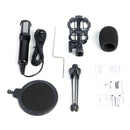 USB Microphone Wired Condenser Microphone Studio Mic with Stand Clip for PC