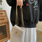 Elegant Women Pure Mini Shoulder Bags Leather Chain Messenger Bag (White)