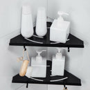 Wall Mounted Matt Black 2 Tier Shower Caddy Bathroom Corner Shelf Rack Show