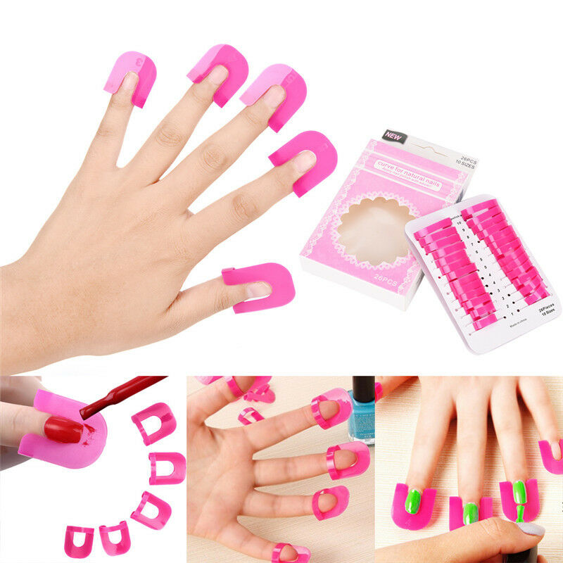 26x Manicure Finger Nail Art Design Tips Cover Polish Shield Protector Tool Gw