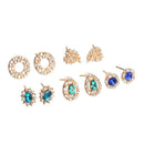 5pairs/set Fashion Creative Ladies Rhinestone Oval Love Heart Ear Stud Casual