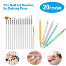 20pcs UV Gel Powder Polish Nail Art Pen Brush For Flat Fine Drawing Nail Designs