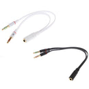 2x 3.5mm Stereo Audio 1 Female To 2 Male Headphone Mic Y Splitter Cables