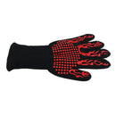 1pc Heat Resistant Silicone BBQ Gloves for Baking, Outdoor Cooking, Red Flame