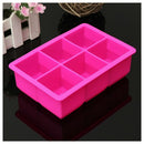 Silicone 6-Cavity Large Square Ice Pudding Jelly Soap Maker Mold Mould Tray U1D7