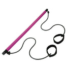 Portable Pilates Bar Stick with Resistance Band for Gym Fitness (Rose Red)