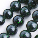 6mm Green Goldstone Round Loose Beads 14 inch