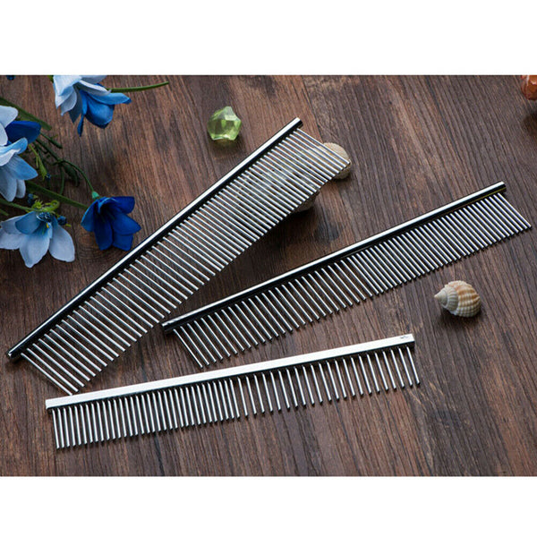Pet Dog Cat Metal Steel Double Row Teeth Brush Grooming Hair Comb Fur Rake Tool