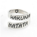 1 Pc Fashion Women Punk Heart Letter "Hakuan Matata" Open Twist Finger Ring FU