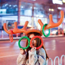 Inflatable Reindeer Antler Hat Toss Rings Xmas Gift Holiday Party Game Moos W7A5