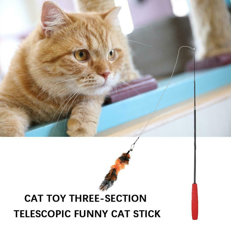 9pcs/set Pet Cat Three-Section Telescopic Cat Stick with Replacement Heads
