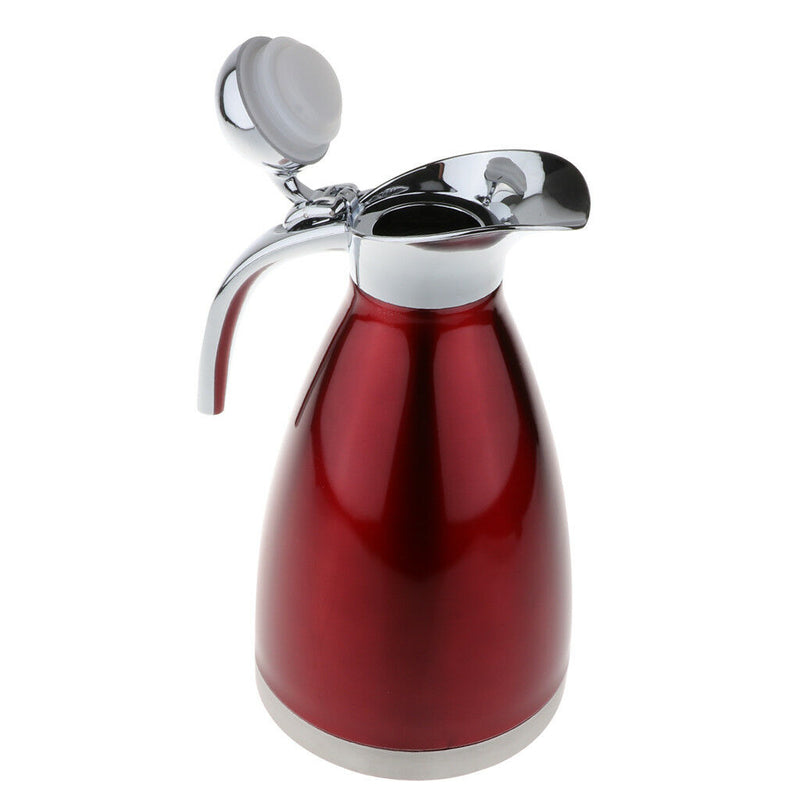 1.5L Stainless Steel Tea Water Pot Double-Wall Insulated Coffee Carafe Red