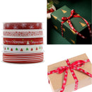 5 x 5 Meters of Styles 3/8" Christmas Grosgrain Fabric Satin Ribbon Set For Gift