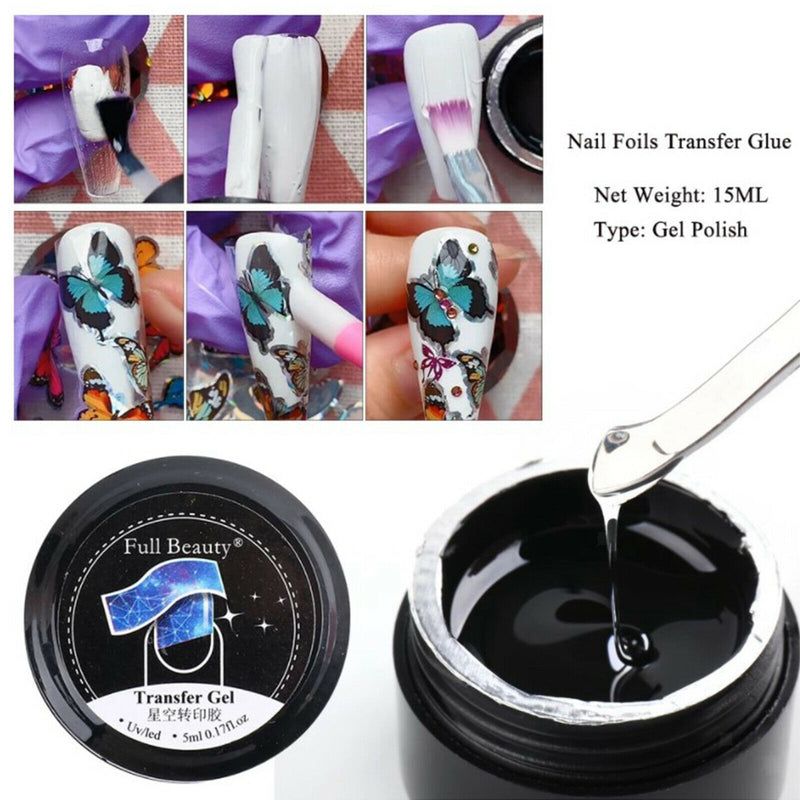 Nail Art Foil Transfer Gel, New Year LED Varnishes Nail Art Paint Glue, Sticky