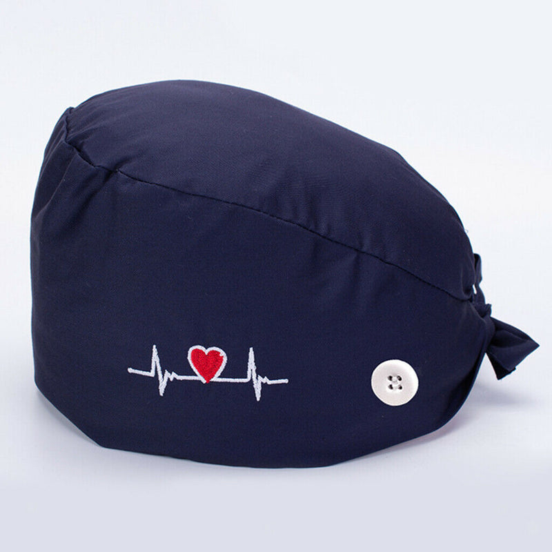 2pcs Womens Surgical Scrub Cap Working Hat Button Bouffant Hat Sweatband