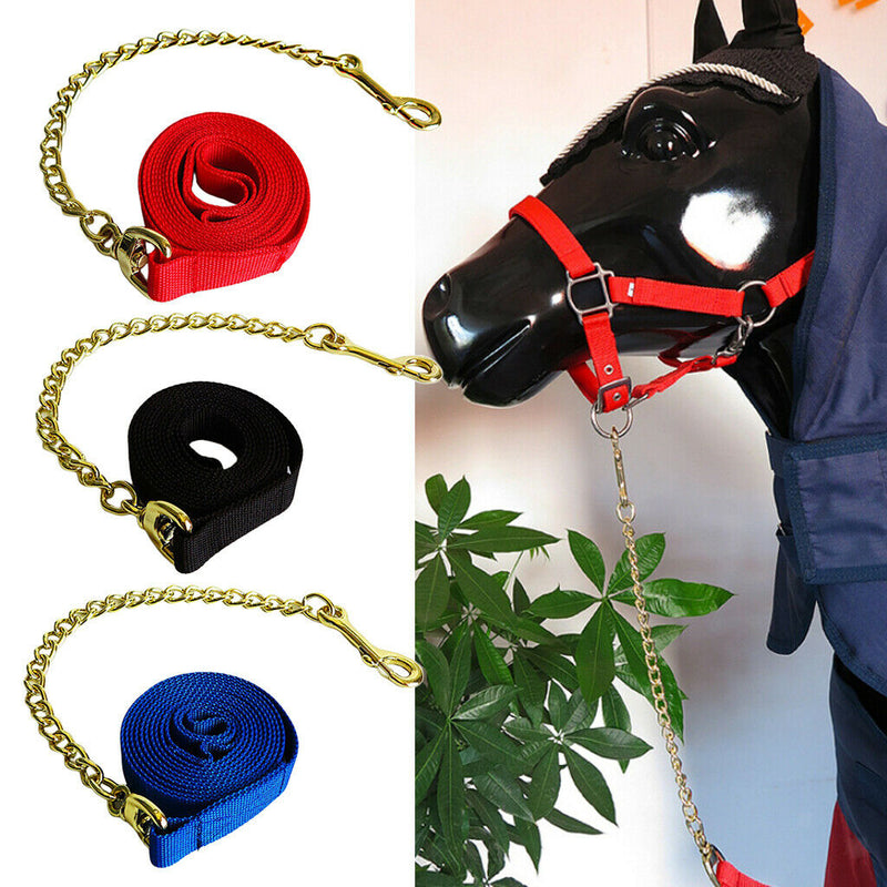Copper Equestrian Horse Lead Rope Webbing Pony Rein Halter Grip Chain Red