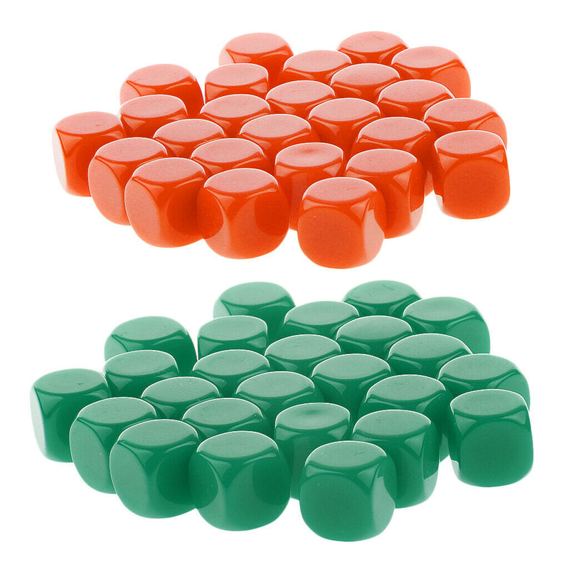 50 Pieces Opaque Blank Dice D6 for D&D RPG MTG Party Games Orange + Green