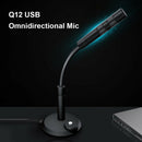 Q12 USB Omnidirectional PC Streaming Speech Mic Desktop Microphone with Stand
