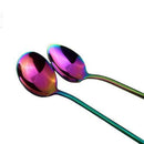 6pcs Stainless Steel Iridescence Rainbow Coffee Spoons Mixing Spoons Set Lo