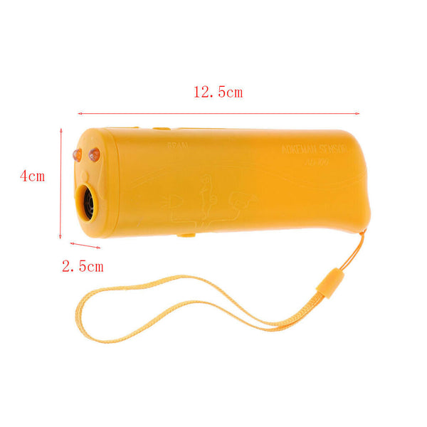 Ultrasonic LED Dog Repeller Trainer Dog Anti Bark Flashlight Type 2 Yellow
