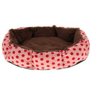 Soft and Comfortable Round Shape Dots Print Dog Cat Basket Bed Warm Nest