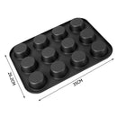 12 Cups Baking Mold Non Stick Cake Biscuit Dish Tray Carbon Steel Bakeware
