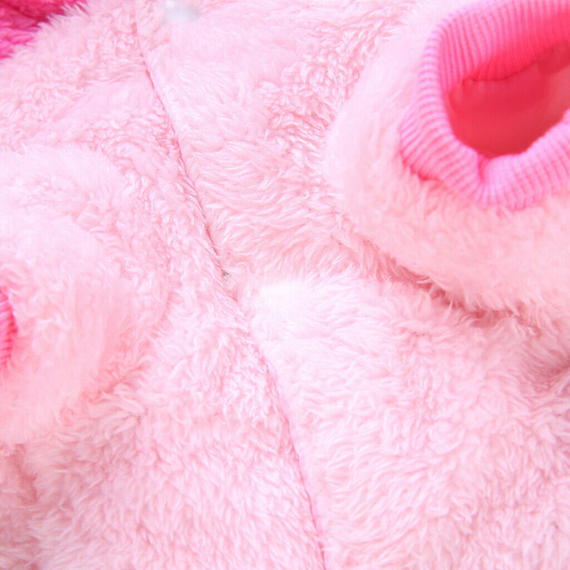 Pet Puppy Dog Comfortable Rabbit Shape Jacket Warm Plush Coat Pink