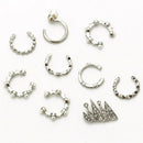 9PCS/Set Ear Clip Bohemia Ear Cuff Stud Crystal Ear Earrings Jewelry fashion 3C