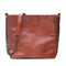 Leather Messenger Bag Women Rivet Chain Shoulder Crossbody Bag (Dark Brown) A
