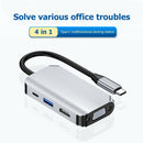 USB C Hub 4 in 1 USBÃ‚Â C to USB 3.0 60W PD VGA 4K HDMI Adapter for PC Phone A