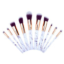 10pcs Marble Makeup Cosmetic Powder Foundation Eyeshadow Lip Brushes Set