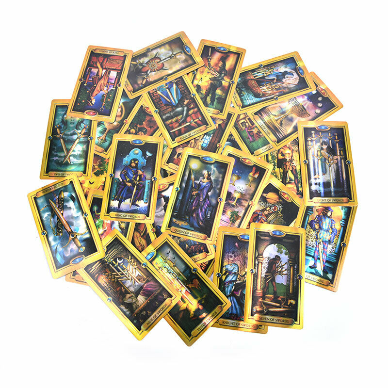 1PC Holographic Radiant Rder Wait Tarot Cards Full English Card Board GameS Ew