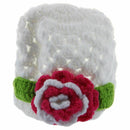 Baby Flower Crochet Beanie Handmade Hat Winter Knit Cap (White)