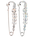 2pcs Retro Crystal Peacock Metal Large Safety Pin Brooch Sweater Scarf Clip