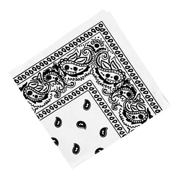 Women Men Cotton Paisley Bandana Head Wrap Headband Hair Band Kerchief White