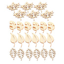 24 Pieces Mixed Leaf Natural Wood Cutouts Leaves Shapes Wooden Scrapbooking
