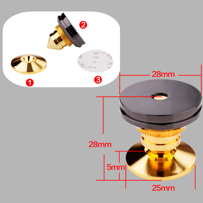 Shockproof Speaker Spike Golden Copper Stand Feet Cone Base Pads Stick-on Mat