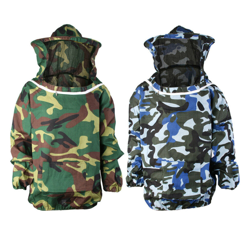 Beekeeping Jacket Veil Bee Protecting Suit Dress Smock Equipment Blue Camo