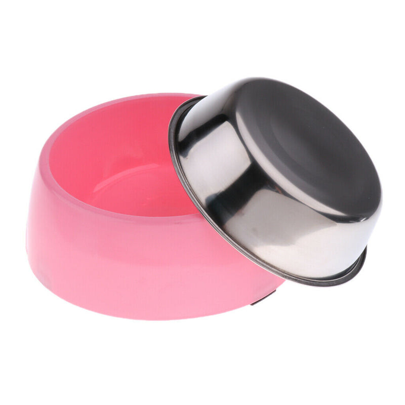 Pet Dog Cat Feeder Food Water Bowl Food Dispenser Dish Fountain Pink - L