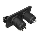 12V Dual USB Outlet Car ATV Charger Cigarette Lighter Socket Voltmeter Panel