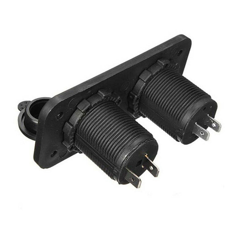 12V Dual USB Outlet Car ATV Charger Cigarette Lighter Socket Voltmeter Panel