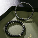 2pcs Natural Stone Cooper Beaded Bracelet Mens Matte Lava Volcanic Jewelry Gift