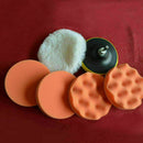 6pcs 3" 75mm polishing buffer pad set+drill adapter For car T9K2 polish val New