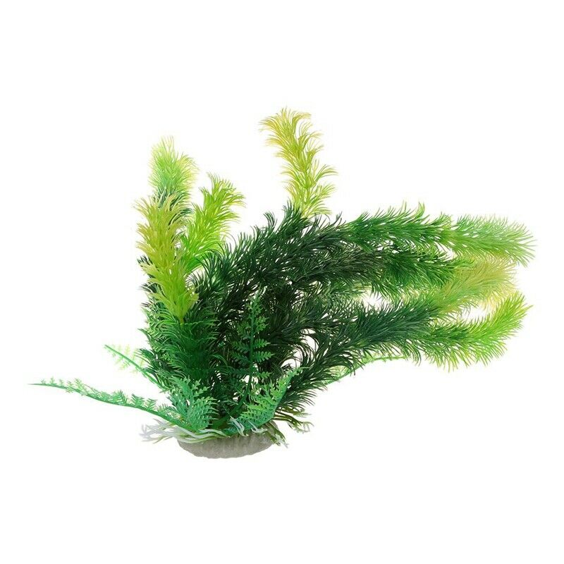 Aquarium Ceramic Base 9.8" Height Plastic Aquatic Plant Green