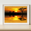 Full Drill Round Diamond Painting Kit DIY Twilight Elephant for Room Decor
